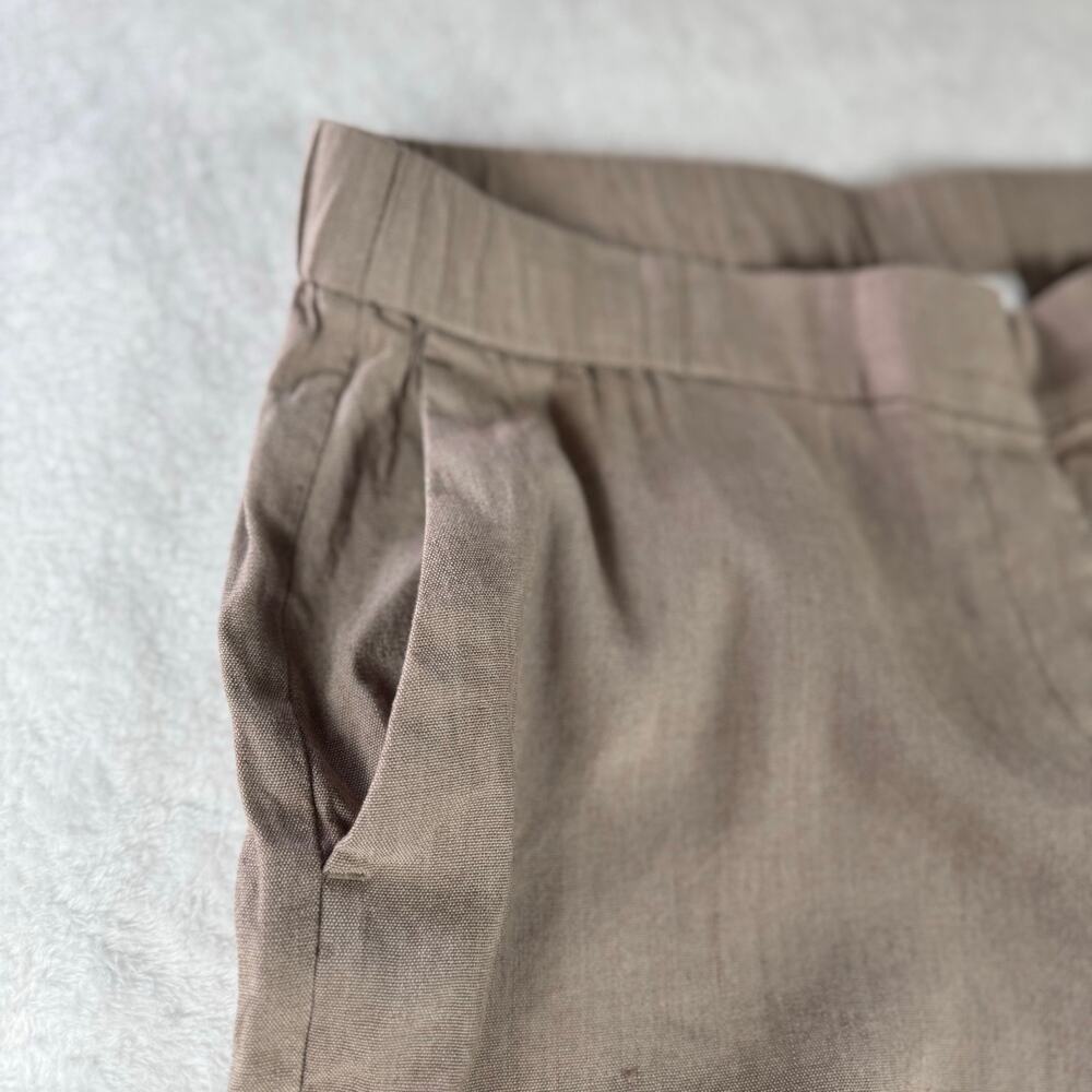 J.Jill Linen Stretch Crop Pants Women M Petite Beige Taupe Pull On Ankle Casual - Picture 4 of 13